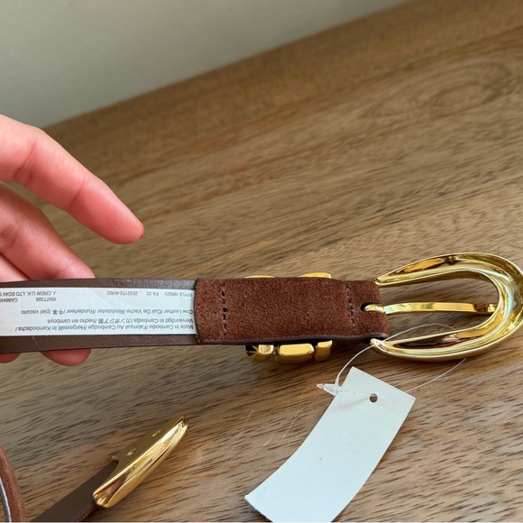 Madewell Brown Suede Leather Belt with Gold Buckle - Picture 6 of 6